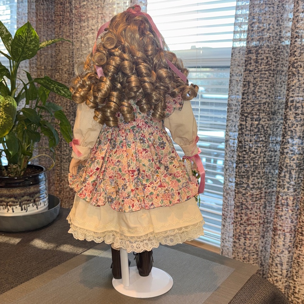 Vintage 19 inch Porcelain Doll with Stand - Picture 7 of 8